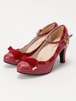 ブーケフラワーリボンパンプス/アカ