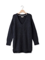 毛混V開きチュニックニットワンピース/ネイビー(093)