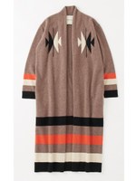 アンゴラ混オルテイガ柄ロングカーデ/BLACK