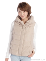スタンドカラーダウンベスト/カーキ