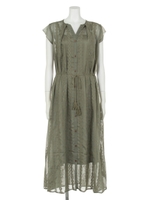 フラワー刺しゅう入りシャツワンピース/BLACK MID