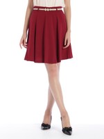 ベルト付８枚接ぎスカート/ベージュ