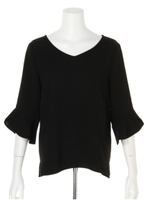 ７分袖バックチェーンブラウス/ベージュ