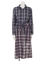 チェックシャツワンピ/オフ