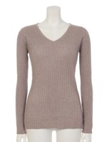 美ラインリブニットTOPS/モカ