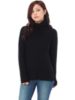 【AZUL ENCANTO】カシミヤ入りミドルゲージハイネックニットプルオーバー/L/YEL