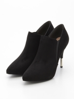 【R&E】メタルヒール美脚サイドゴアブーティ/ブラックスエード