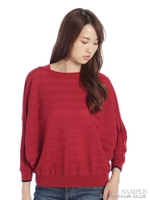 ウォッシャブルウール リブ編みドルマンニット/ライトグレ-