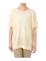 袖口リボンニットソープルオーバー/イエロー系(031)