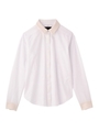 [L]ラメ切り替えブロードシャツ/ホワイト(001)