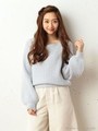 アルパカニットワイドリブオフショルダートップス/グレー