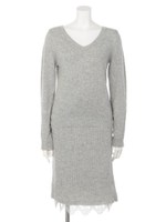 アンゴラ裾レースニットセットアップ/ブラック