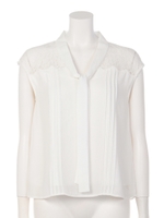 肩レースボウタイブラウス/ピンク