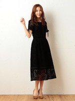 フロッキーレースワンピース/ブラック