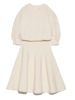 フロッキースリーブニットワンピース/WHT