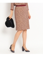 ピーチスキンチェックスカート/ベージュ(152)