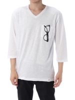 【AZUL by moussy】スラブ天竺ポケットグラスVネック七分袖T/BLK