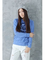 【AZUL by moussy】TC度甘天竺ボトルキャップフーディ長袖プルオーバー/L/BLU