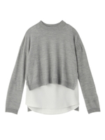 ウール前後差ニット+シフォンタンクSET/グレー(012)