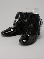 エナメルリボンバレエシューズ/ブラック