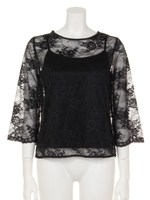 キャミ付きレースブラウス/オフホワイト