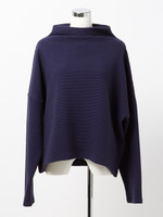 コットンリップルトップス/ネイビー