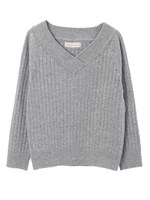 ストレッチワイドリブＶネックプルオーバー/ブラック