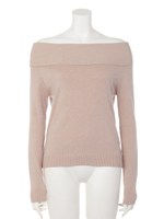 ワイフドスリーブオフショルニットTOPS/オフホワイト