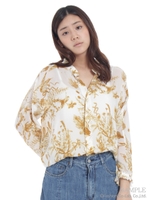 グラデーションプランツプリントシャツ/ブルー