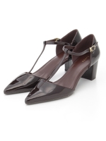 パテントTストラップパンプス/WINE