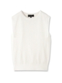 [L]コットンノースリーブニットソー/ホワイト(001)