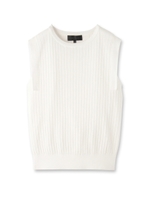 [L]コットンノースリーブニットソー/ホワイト(001)