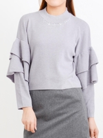 T袖ティアードニットプルオーバー/ラベンダー