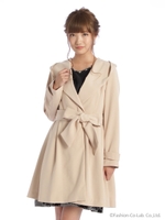 二重織フードラップコート/ベージュ
