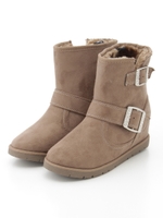 ビジューバックルインヒールショートブーツ/OAK