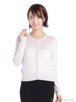 ビジューボタン付きシンプルカーディガン/ブルー