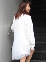 ビッグシルエットバックチュールスウェットシャツ/WHT