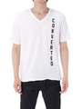 【AZUL by moussy】30天竺縦ロゴVネック半袖T/BLU