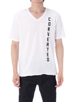 【AZUL by moussy】30天竺縦ロゴVネック半袖T/BLU