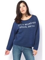 【AZUL by moussy】SPECIAL DAY刺繍長袖Kプルオーバー/NVY