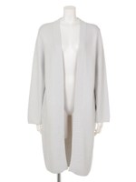 【CASUAL】リブフロントロングコート/ライトグレー