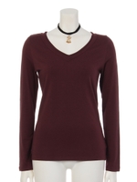 チョーカー付プレーンロンT/レッド