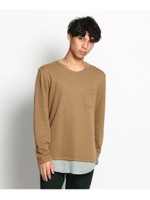 裾フェイクレイヤードハニカムシャツ/グレー(012)