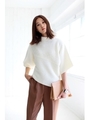 【AZUL by moussy】タック編みアシンメトリー7分プルオーバー/BEG