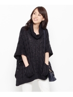 ロービングポンチョカーディガンニット/ネイビー(093)