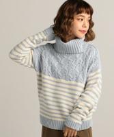 ケーブル編み×ボーダーニット