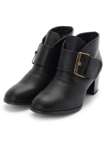 バックルベルト付きショートブーツ/ダークブラウン(043)