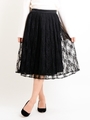 レースプリーツスカート/ブラック