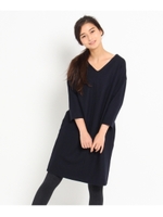 圧縮ウールVネックワンピース/グレー(012)