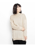 編み地切り替えハイネックニット/ダークオレンジ(068)